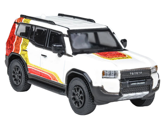 2024 Toyota Land Cruiser 250 Prado White with "TRD" Stripes 1/64 Diecast Model Car by Paragon Models LuxuryLifeWay Online Store