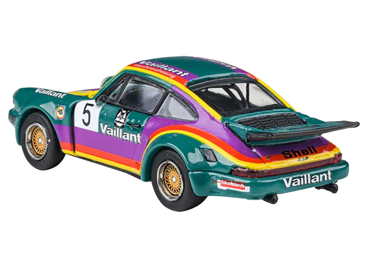 1975 Porsche 911 Carrera RSR 3.0 #5 "Kremer Racing - Vaillant" Green with Stripes 1/64 Diecast Model Car by Paragon Models LuxuryLifeWay Online Store