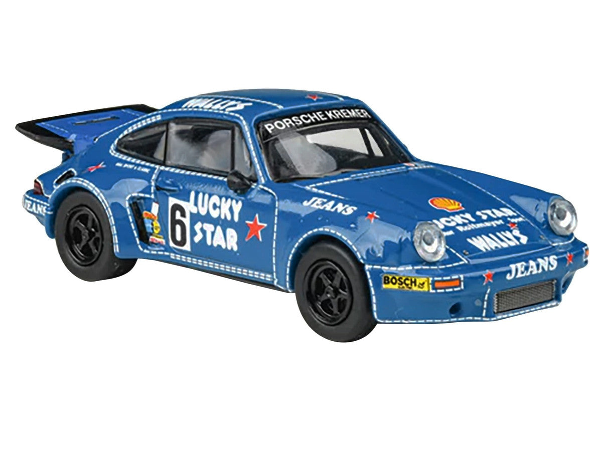 1975 Porsche 911 Carrera RSR 3.0 #6 "Kremer Racing - Wallys Jeans" Blue 1/64 Diecast Model Car by Paragon Models LuxuryLifeWay Online Store