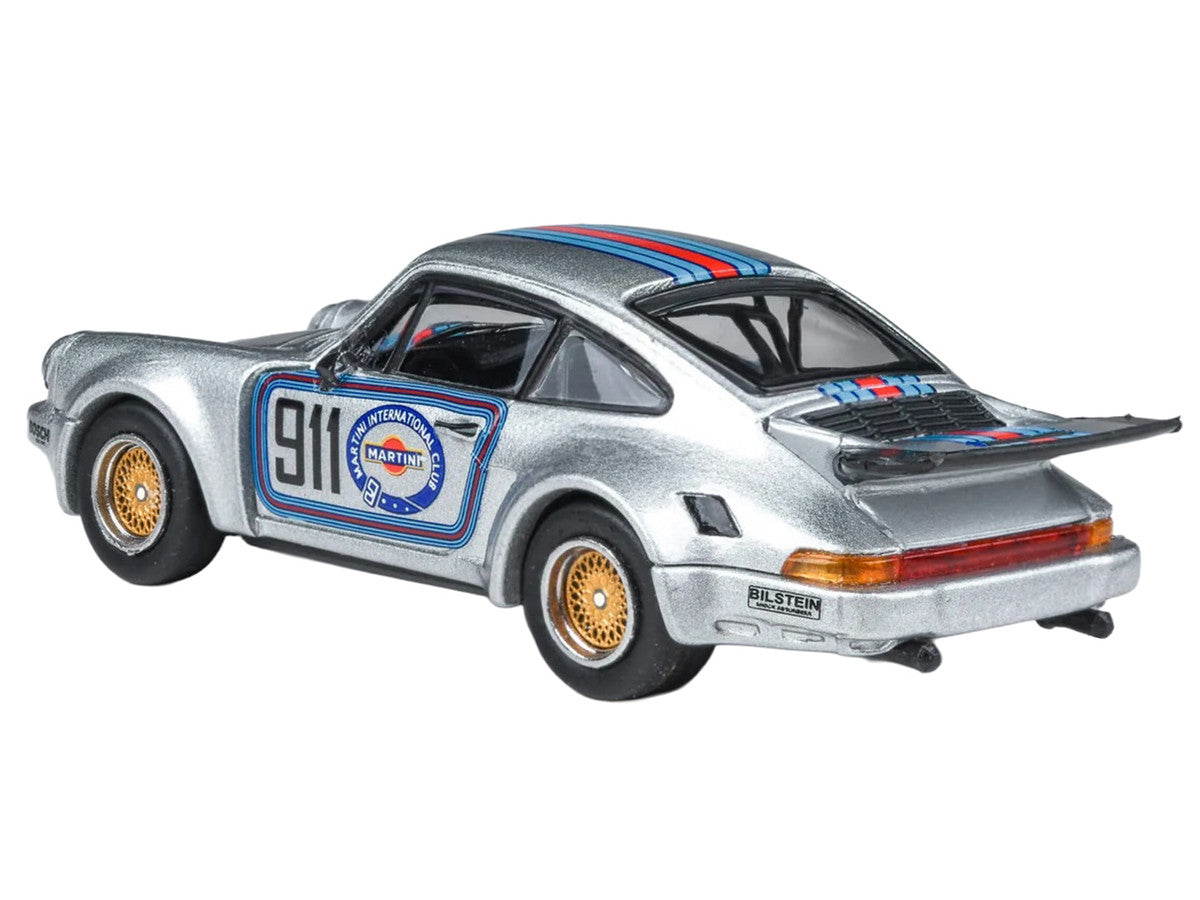 Porsche 911 Carrera RSR 3.0 "Martini Racing" Silver Metallic with Stripes 1/64 Diecast Model Car by Paragon Models LuxuryLifeWay Online Store