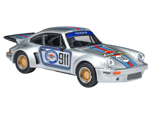 Porsche 911 Carrera RSR 3.0 "Martini Racing" Silver Metallic with Stripes 1/64 Diecast Model Car by Paragon Models LuxuryLifeWay Online Store