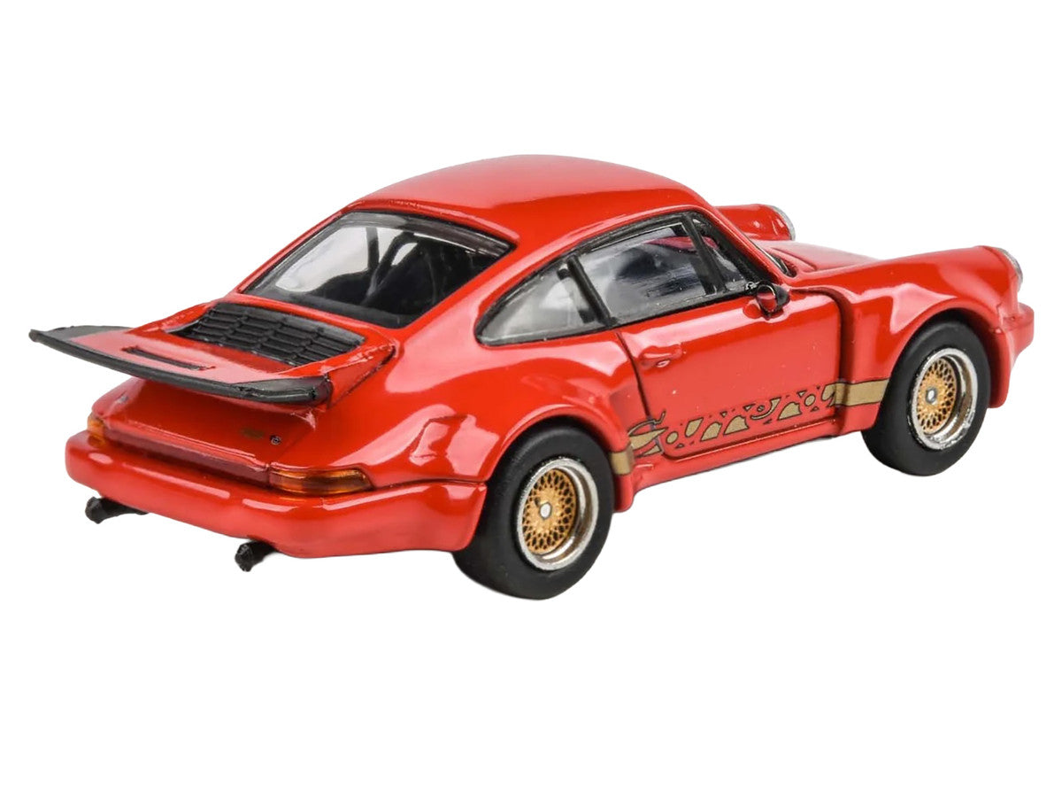 Porsche 911 Carrera RSR 3.0 Guards Red with Gold Stripes and Wheels 1/64 Diecast Model Car by Paragon Models LuxuryLifeWay Online Store