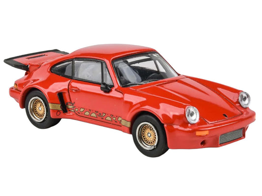 Porsche 911 Carrera RSR 3.0 Guards Red with Gold Stripes and Wheels 1/64 Diecast Model Car by Paragon Models LuxuryLifeWay Online Store