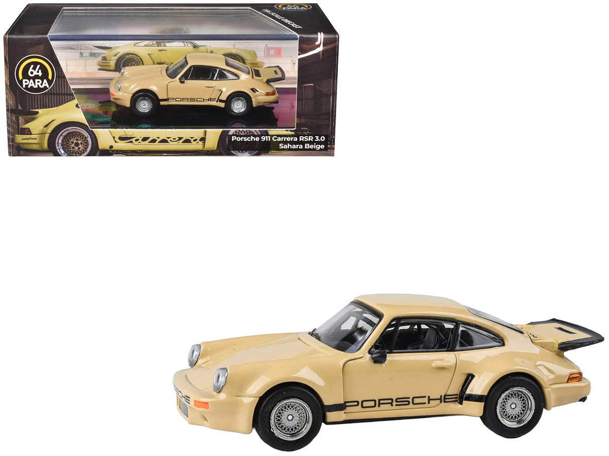 Porsche 911 Carrera RSR 3.0 Sahara Beige with Black Stripes 1/64 Diecast Model Car by Paragon LuxuryLifeWay Online Store