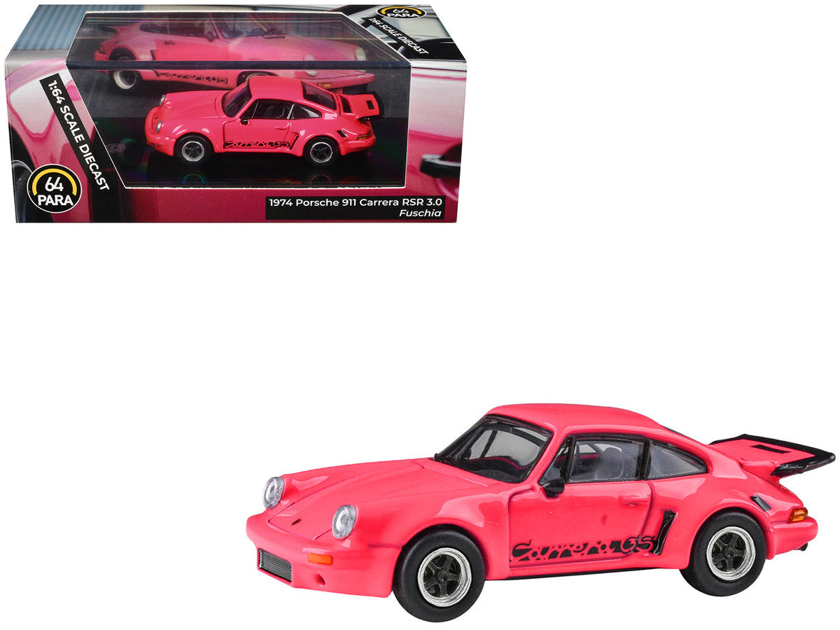 1974 Porsche 911 Carrera RSR 3.0 Fuchsia with Black Stripes 1/64 Diecast Model Car by Paragon Models LuxuryLifeWay Online Store