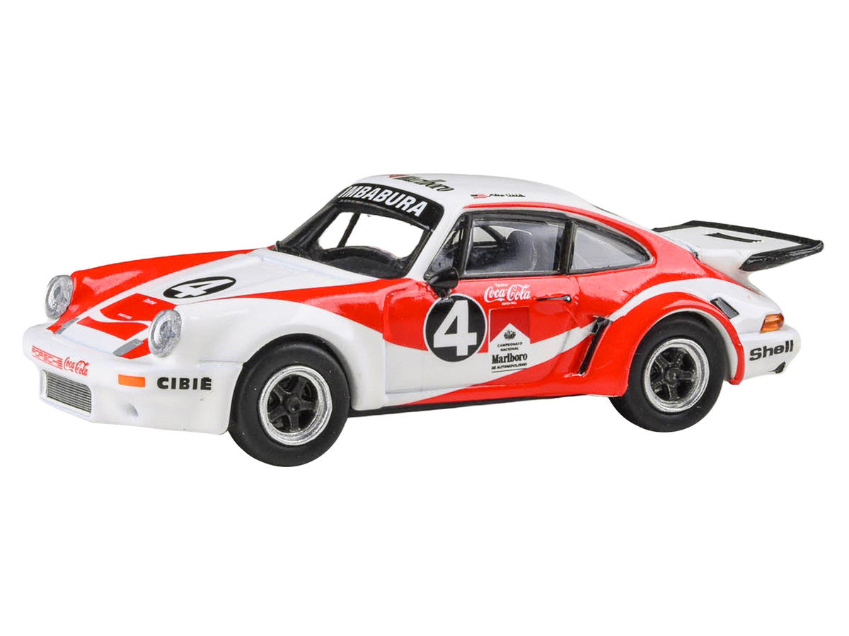 1976 Porsche 911 Carrera RSR 3.0 Ecuador #4 "Fernando Madera" White and Red with Graphics 1/64 Diecast Model Car by Paragon Models LuxuryLifeWay Online Store