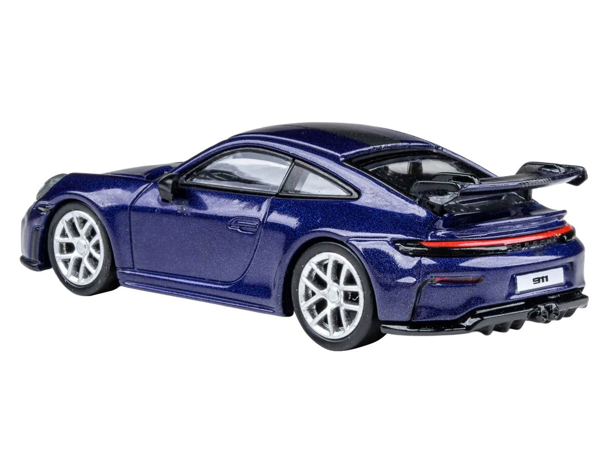 2025 Porsche 911 GT3 (992.2) Gentian Blue Metallic with Carbon Stripe 1/64 Diecast Model Car by Paragon Models LuxuryLifeWay Online Store