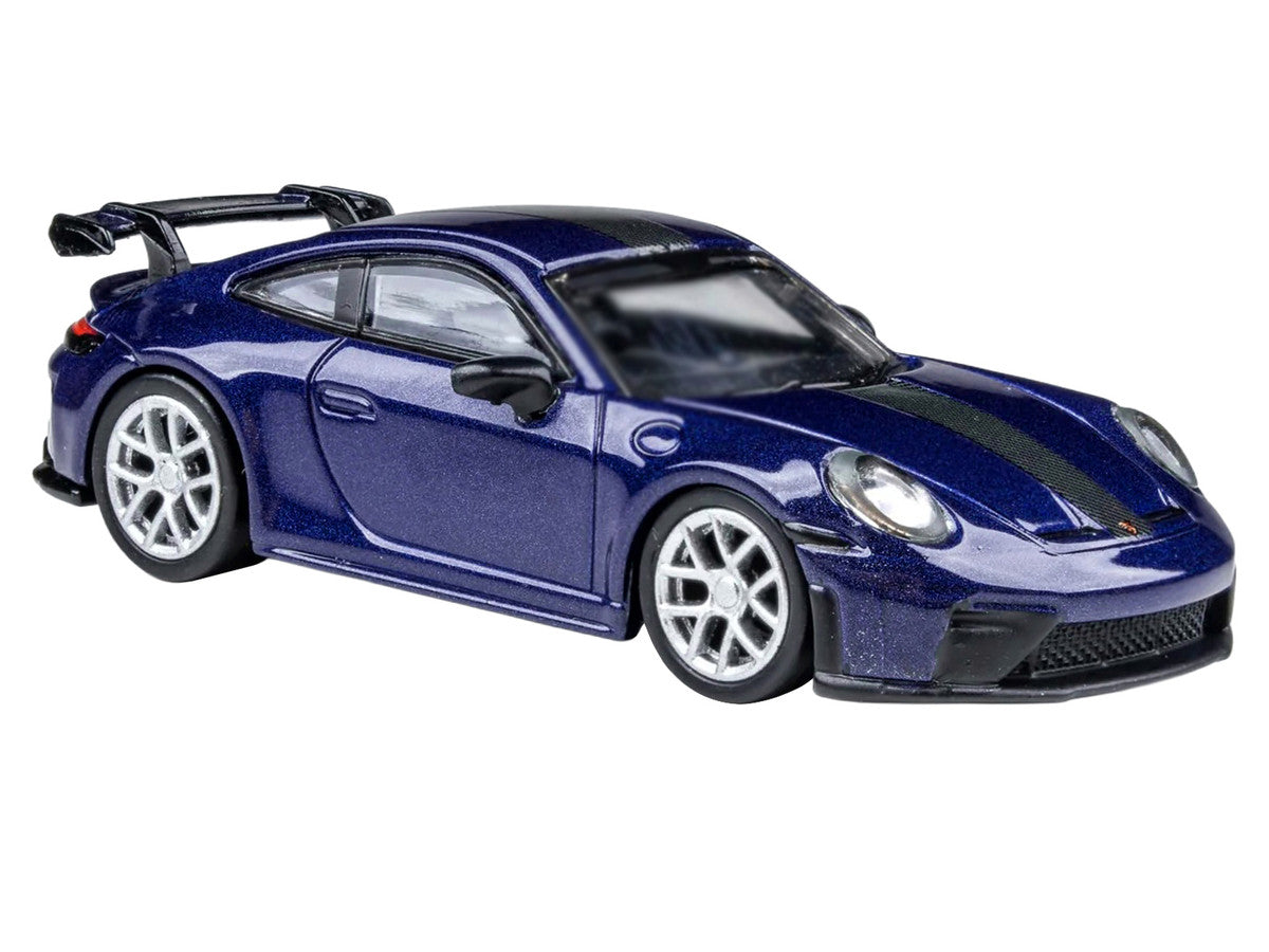 2025 Porsche 911 GT3 (992.2) Gentian Blue Metallic with Carbon Stripe 1/64 Diecast Model Car by Paragon Models LuxuryLifeWay Online Store