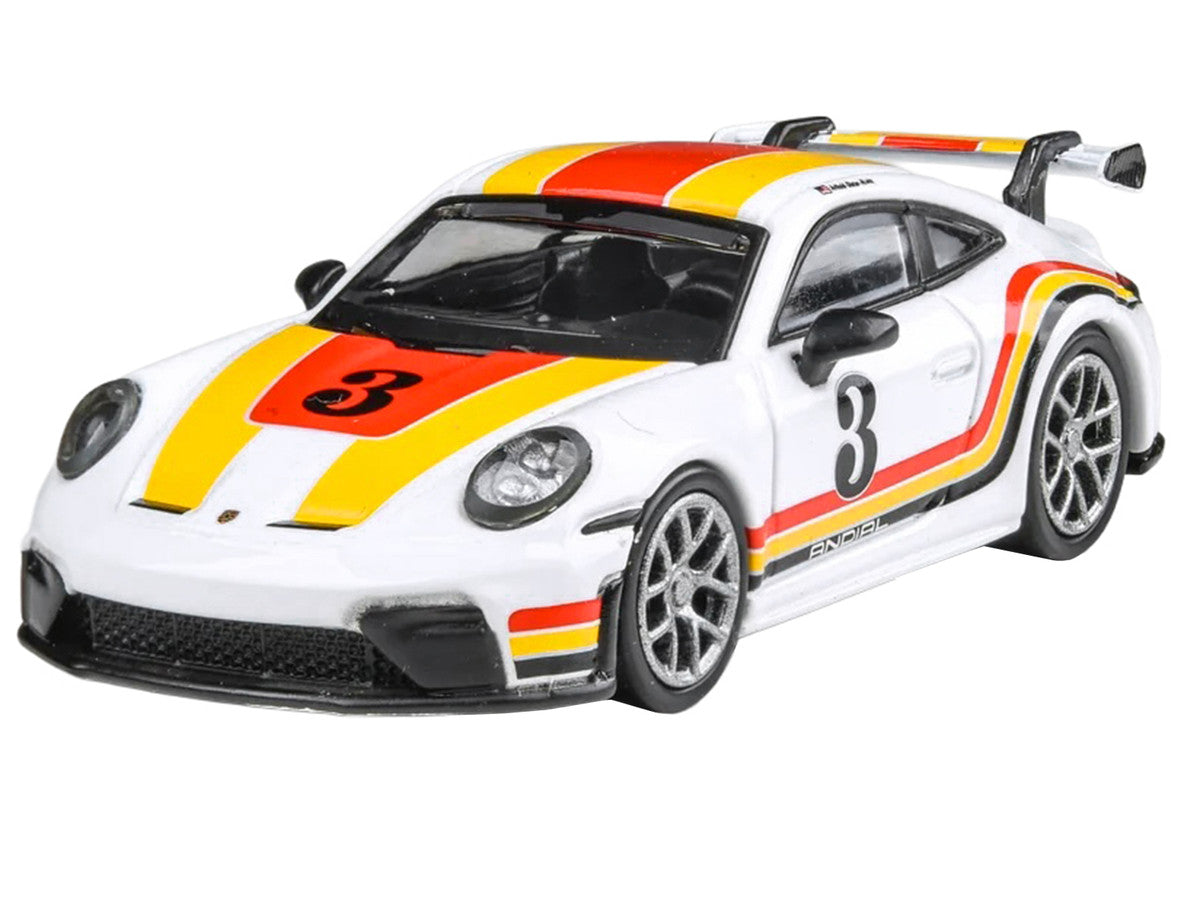 2025 Porsche 911 GT3 (992.2) #3 "Andial Livery" White with Stripes 1/64 Diecast Model Car by Paragon Models LuxuryLifeWay Online Store