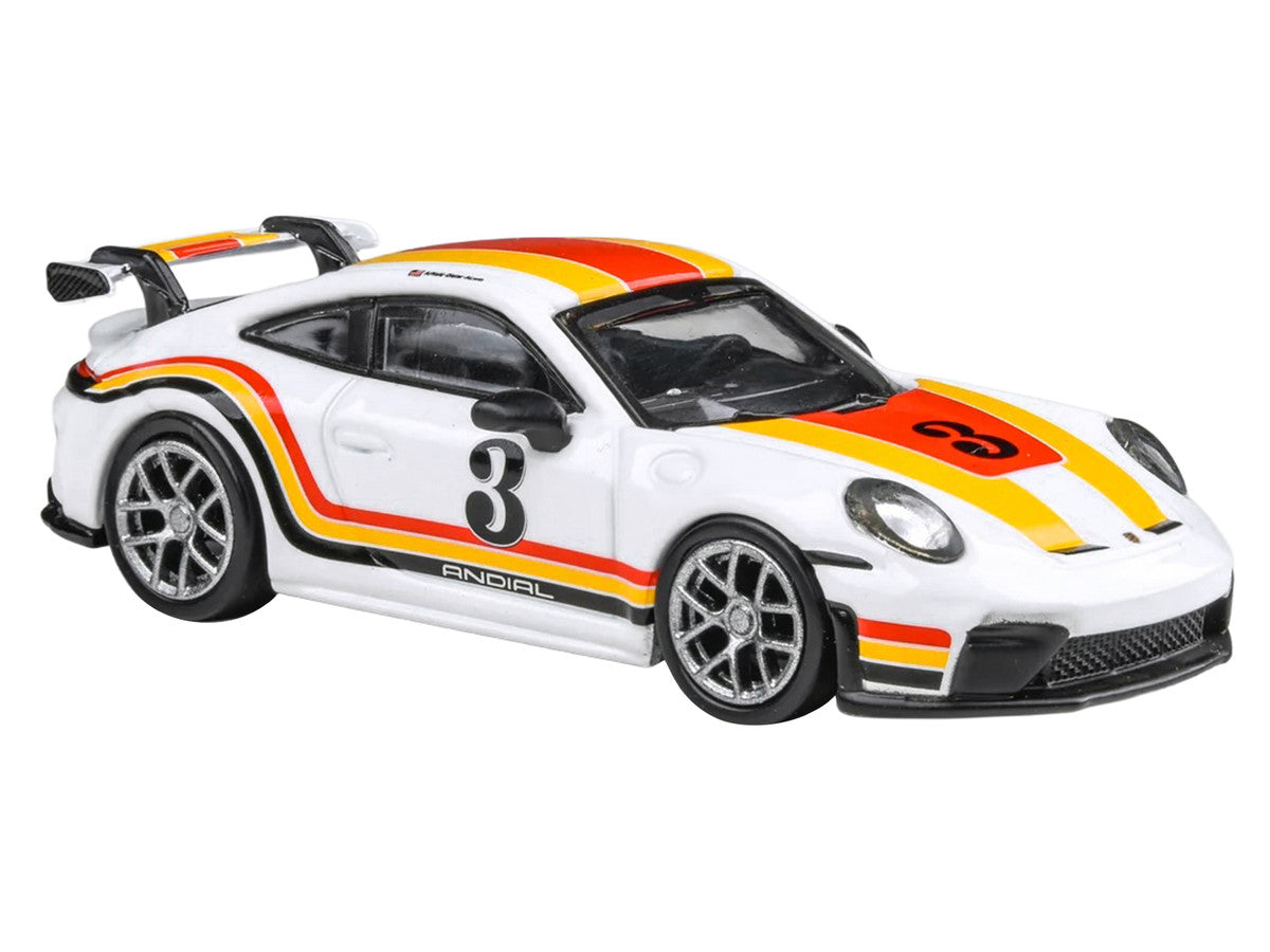 2025 Porsche 911 GT3 (992.2) #3 "Andial Livery" White with Stripes 1/64 Diecast Model Car by Paragon Models LuxuryLifeWay Online Store