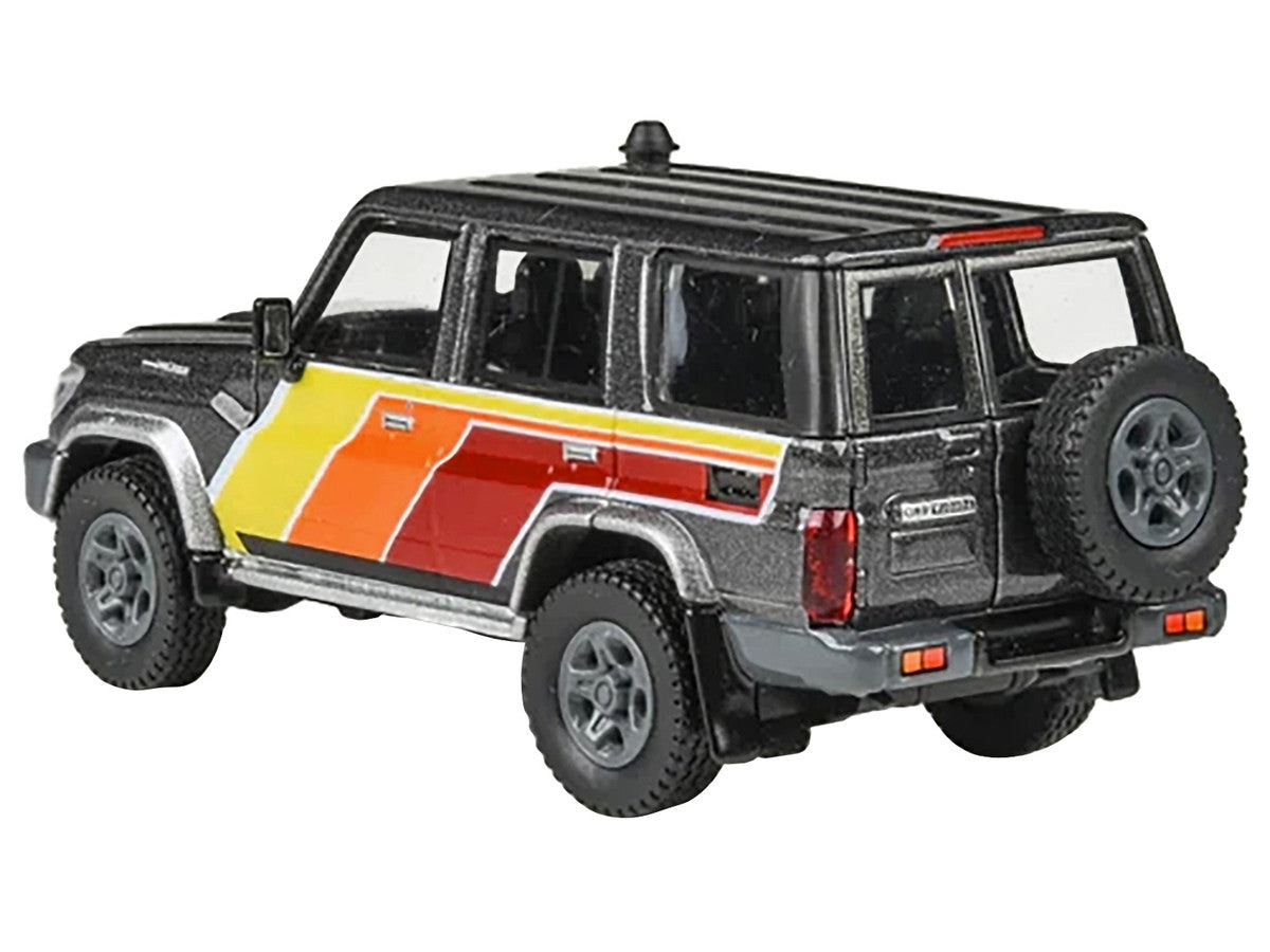 2014 Toyota Land Cruiser LC76 "TRD Livery" Gray Metallic with Stripes 1/64 Diecast Model Car by Paragon Models LuxuryLifeWay Online Store