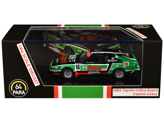 1984 Toyota Celica Supra #16 "Castrol Livery" Black and Green with Graphics 1/64 Diecast Model Car by Paragon Models LuxuryLifeWay Online Store