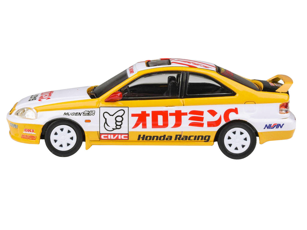 1999 Honda Civic EM1 RHD (Right Hand Drive) "Oyatsu Racing" White and Yellow with Graphics 1/64 Diecast Model Car by Paragon Models LuxuryLifeWay Online Store
