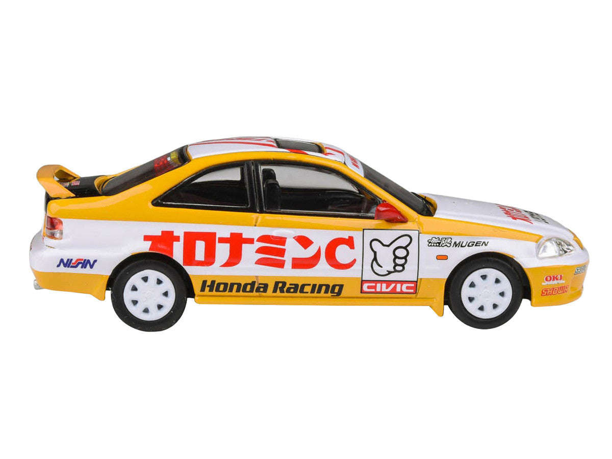 1999 Honda Civic EM1 RHD (Right Hand Drive) "Oyatsu Racing" White and Yellow with Graphics 1/64 Diecast Model Car by Paragon Models LuxuryLifeWay Online Store