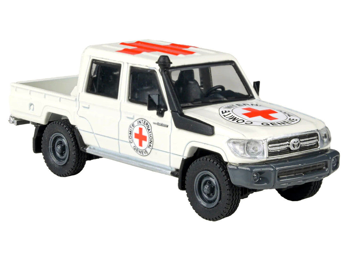2014 Toyota Land Cruiser LC 79 Pickup Truck White "International Red Cross" 1/64 Diecast Model Car by Paragon Models LuxuryLifeWay Online Store