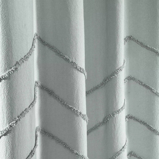 72-inch Pastel Blue Chenille Cotton Shower Curtain with Chevron Pattern LuxuryLifeWay Online Store
