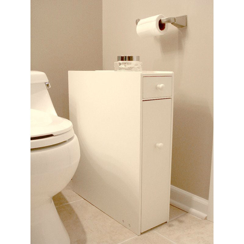 Space Saving Bathroom Floor Cabinet in White Wood Finish LuxuryLifeWay Online Store