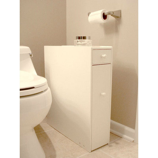 Space Saving Bathroom Floor Cabinet in White Wood Finish LuxuryLifeWay Online Store