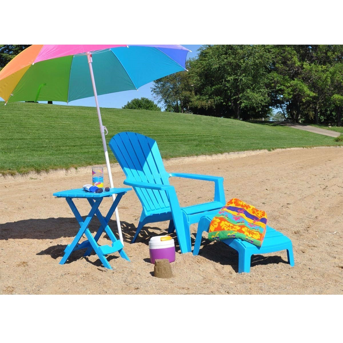 Pool Blue Folding Side Table in Durable Patio Furniture Plastic Resin LuxuryLifeWay Online Store