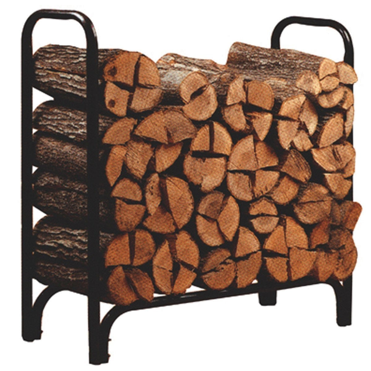 Black Powder Coated Steel Firewood Log Rack - 4ft LuxuryLifeWay Online Store