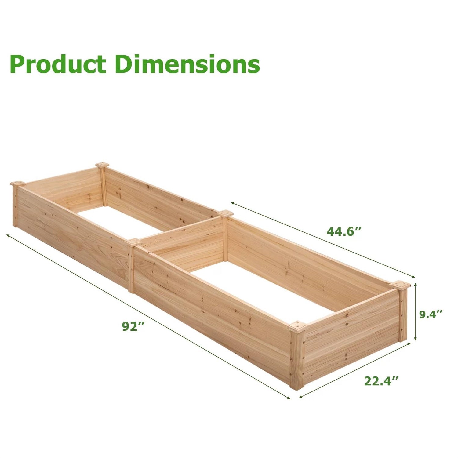 Outdoor Solid Wood Raised Garden Bed Planter 92 x 22 x 9 inches High LuxuryLifeWay Online Store