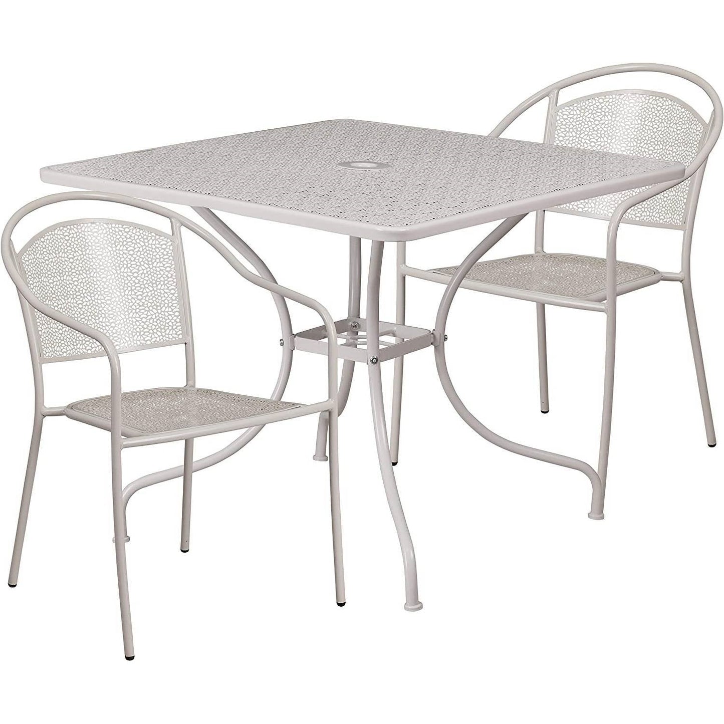 3-Piece Grey Steel Metal Outdoor Patio Furniture Set with 2 Chairs and 1 Table LuxuryLifeWay Online Store
