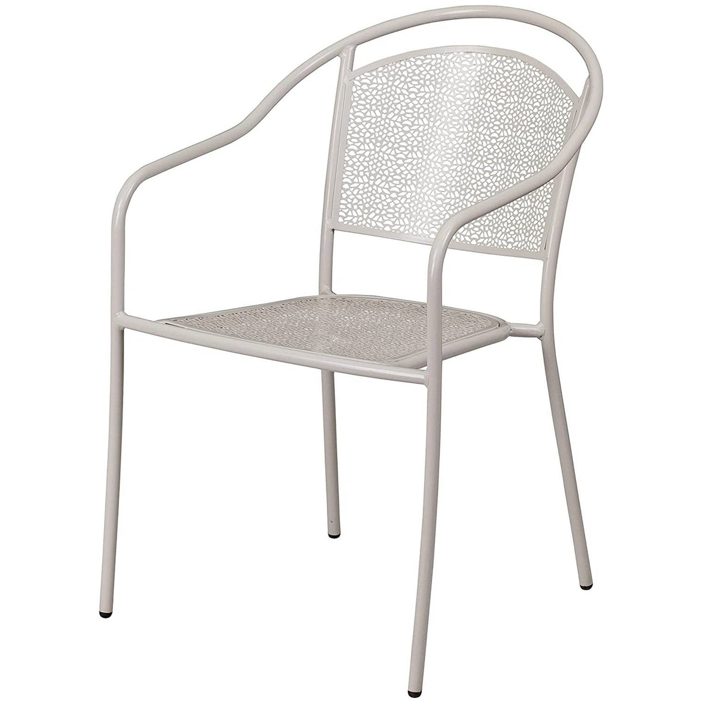 3-Piece Grey Steel Metal Outdoor Patio Furniture Set with 2 Chairs and 1 Table LuxuryLifeWay Online Store