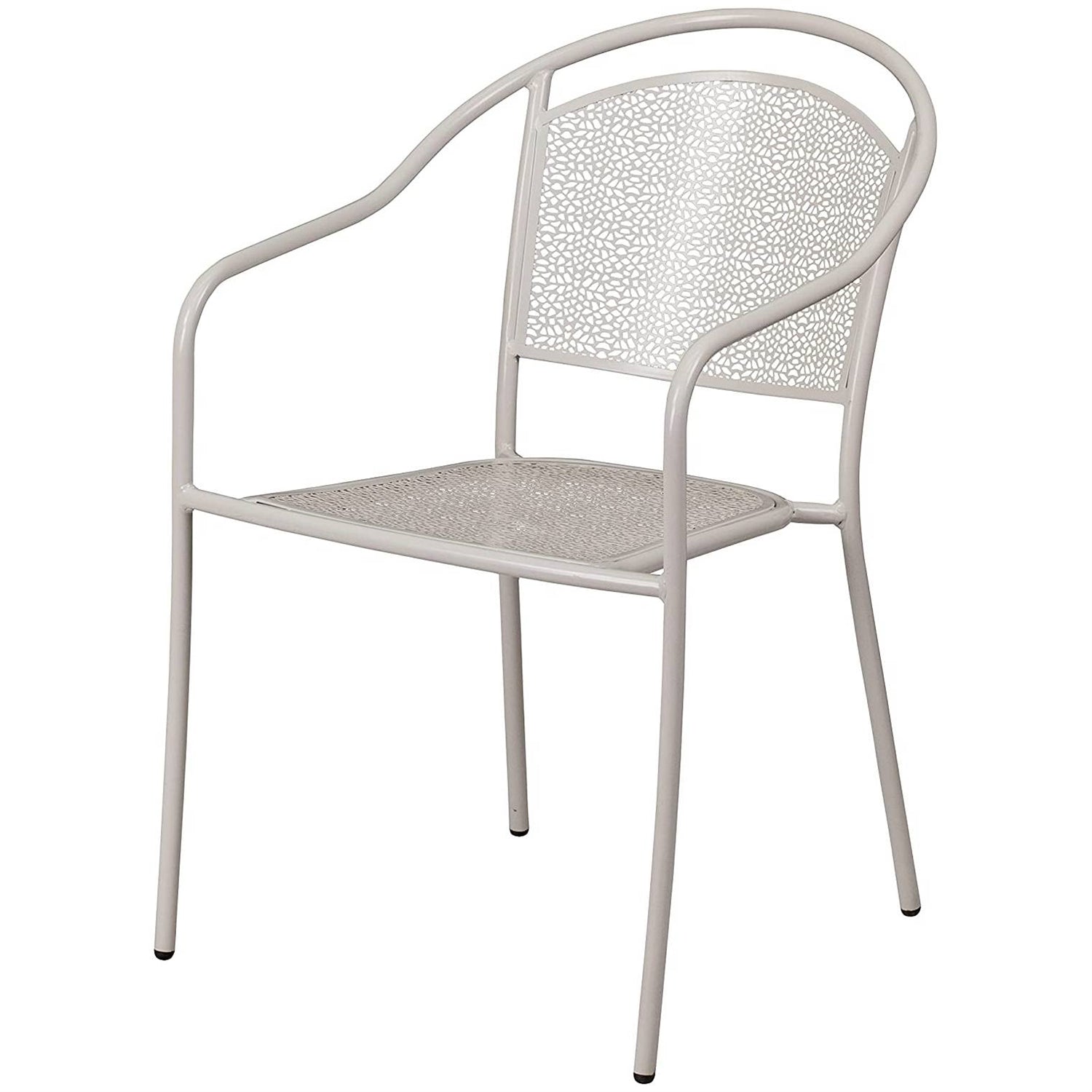 3-Piece Grey Steel Metal Outdoor Patio Furniture Set with 2 Chairs and 1 Table LuxuryLifeWay Online Store