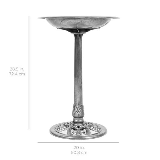 Outdoor Weather Resistant Polyresin Bird Bath in Rustic Aged Silver Finish LuxuryLifeWay Online Store