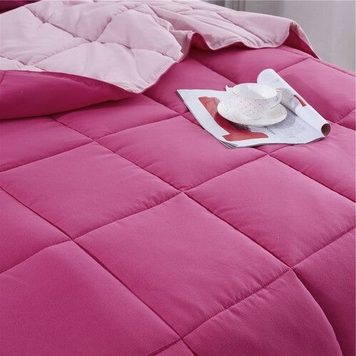 Full/Queen Traditional Microfiber Reversible 3 Piece Comforter Set in Pink LuxuryLifeWay Online Store