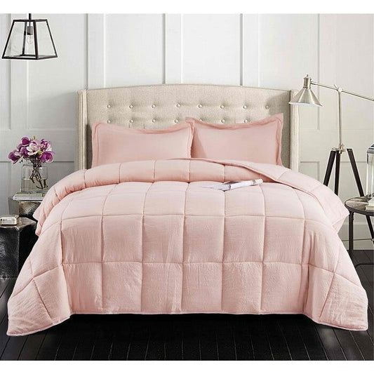 Twin Size Pink 3 Piece Microfiber Reversible Comforter Set LuxuryLifeWay Online Store