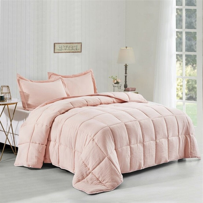 Twin Size Pink 3 Piece Microfiber Reversible Comforter Set LuxuryLifeWay Online Store