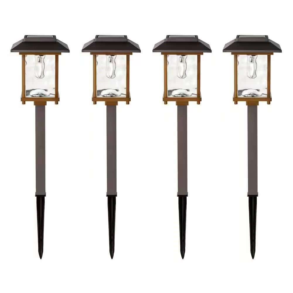 4 Pack - Bronze Gold Solar LED Light Set - Outdoor Path Yard Lighting LuxuryLifeWay Online Store