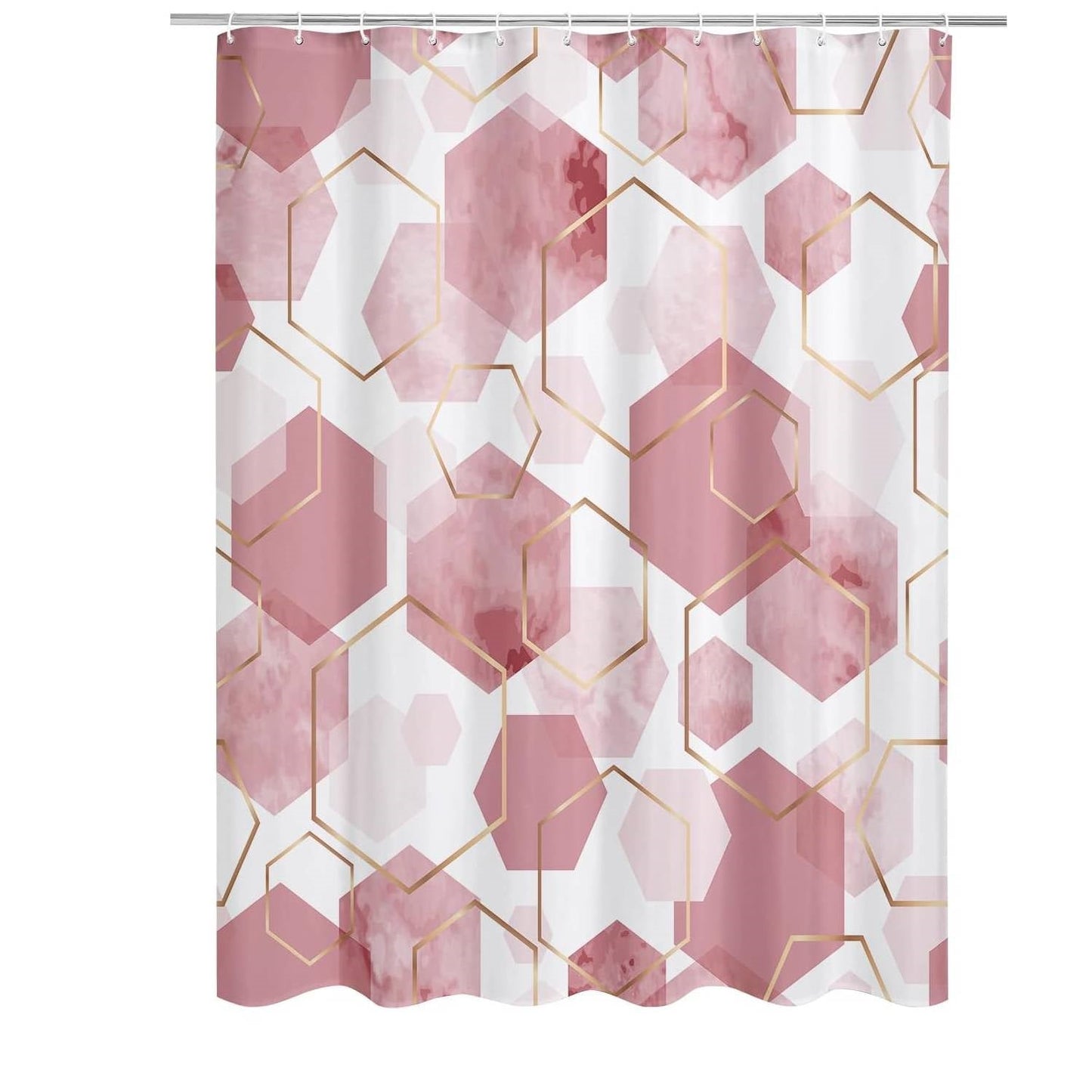 72"W x 78"H Abstract Pink Geometric Polyester Shower Curtain LuxuryLifeWay Online Store