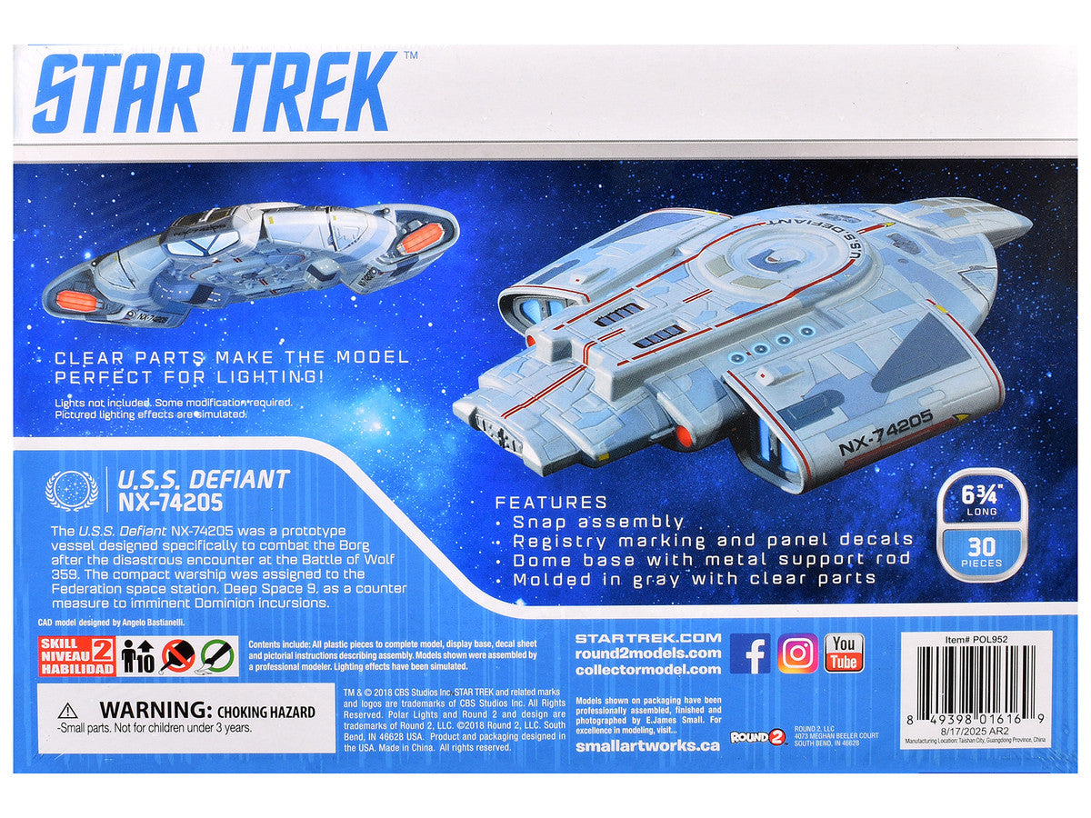 Skill 2 Snap Model Kit USS Defiant NX-74205 Starship "Star Trek: Deep Space Nine" (1993-1999) TV Series 1/1000 Scale Model by Polar Lights LuxuryLifeWay Online Store