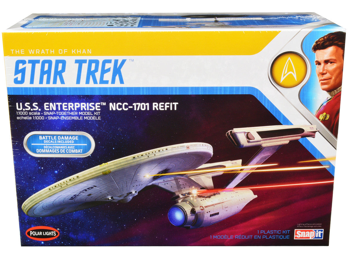 Skill 2 Snap Model Kit U.S.S. Enterprise NCC-1701 Refit Spaceship "Star Trek II: The Wrath of Khan" (1982) Movie 1/1000 Scale Model by Polar Lights LuxuryLifeWay Online Store