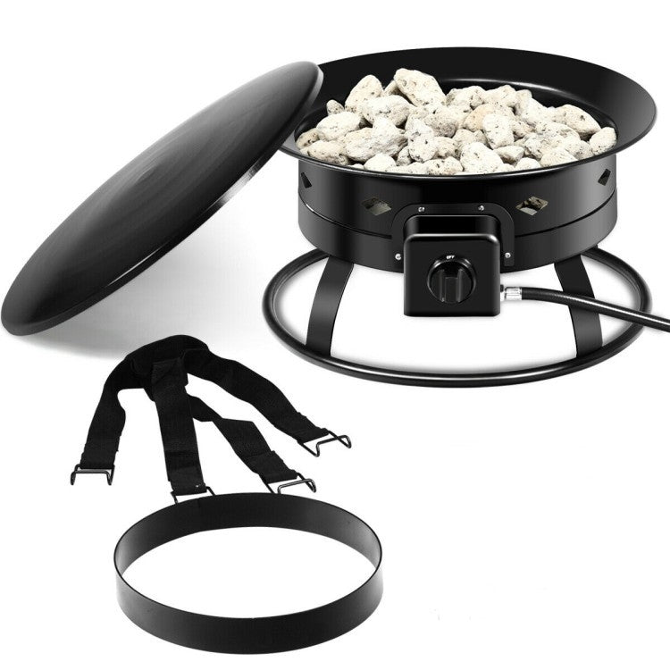 Portable Outdoor Black Metal Propane Fire Pit with Cover and Carry Kit LuxuryLifeWay Online Store