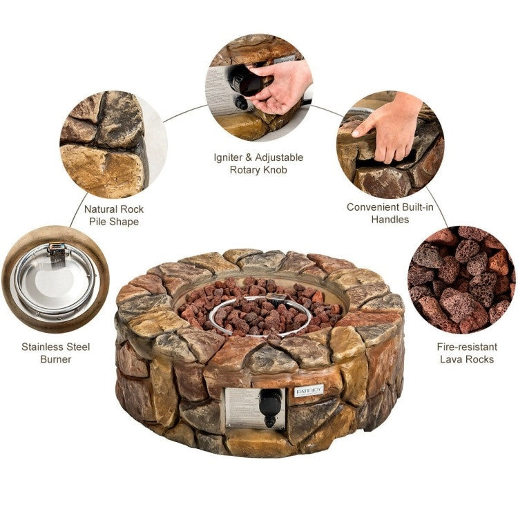 40,000 BTU Outdoor Circle Stone Gas Propane Fire Pit LuxuryLifeWay Online Store