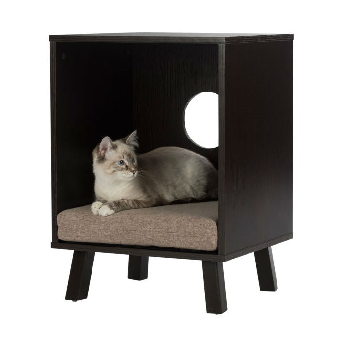 Sturdy Modern Cat Espresso End Table Cat Bed Cube Lounge LuxuryLifeWay Online Store