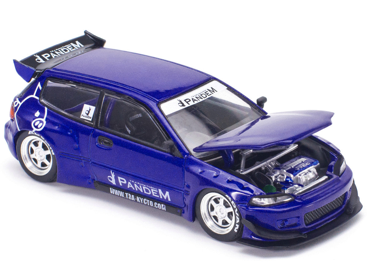 Pandem Civic EG6 RHD (Right Hand Drive) Blue Metallic "Enigma Exclusive Edition" 1/64 Diecast Model Car by Pop Race LuxuryLifeWay Online Store