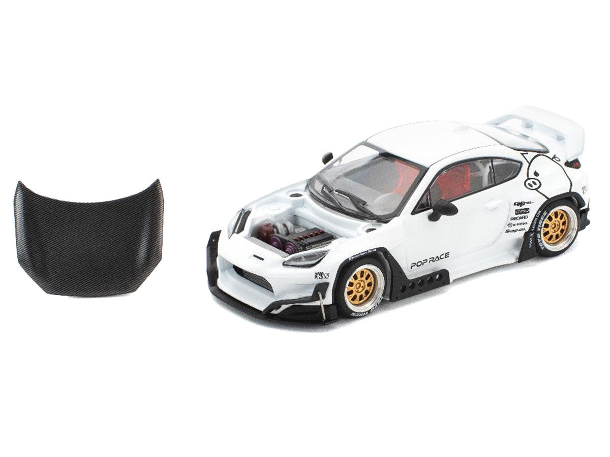 Toyota Pandem GR86 White with Carbon Hood "Enigma Exclusive Edition" 1/64 Diecast Model Car by Pop Race LuxuryLifeWay Online Store