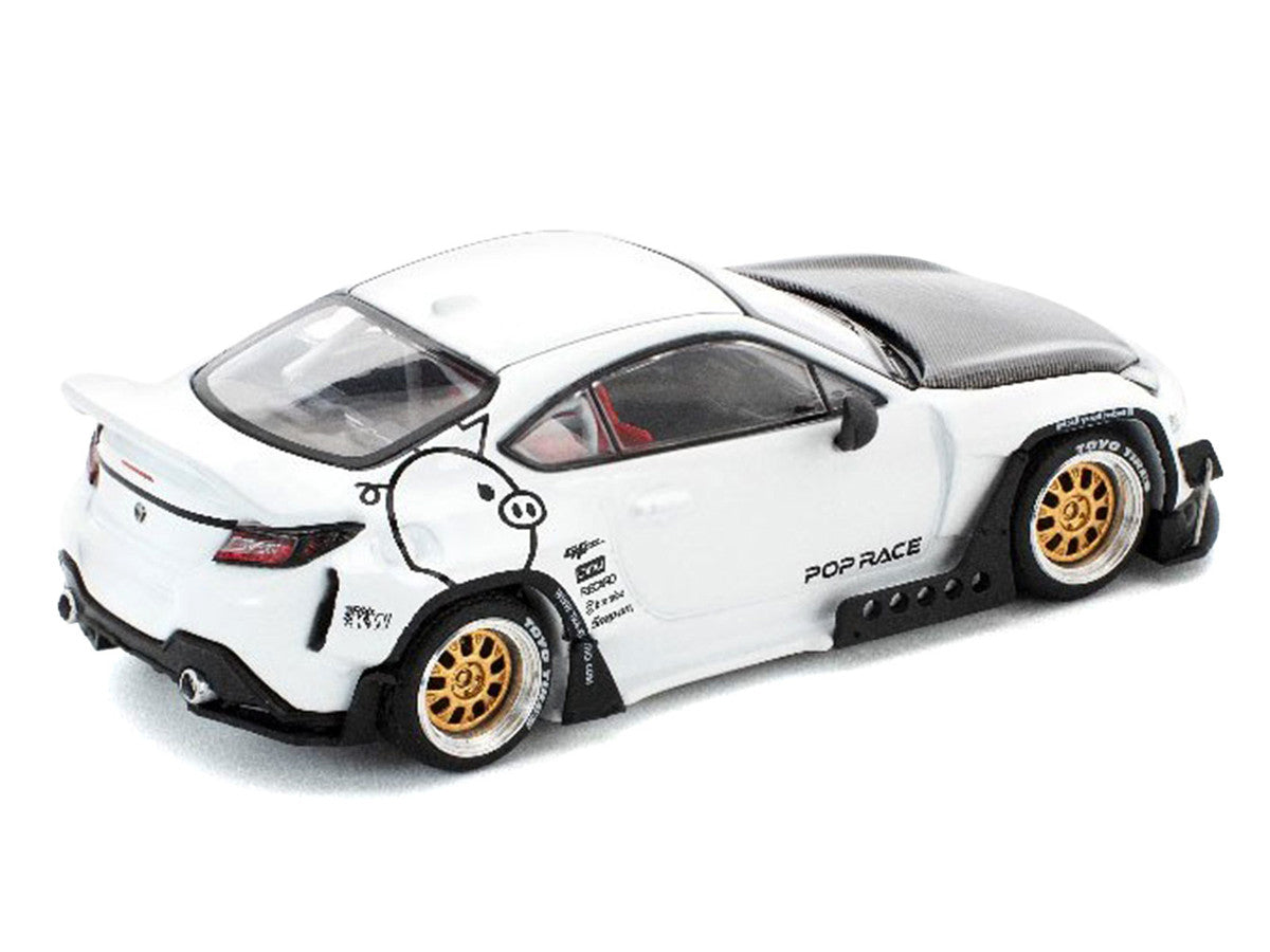 Toyota Pandem GR86 White with Carbon Hood "Enigma Exclusive Edition" 1/64 Diecast Model Car by Pop Race LuxuryLifeWay Online Store