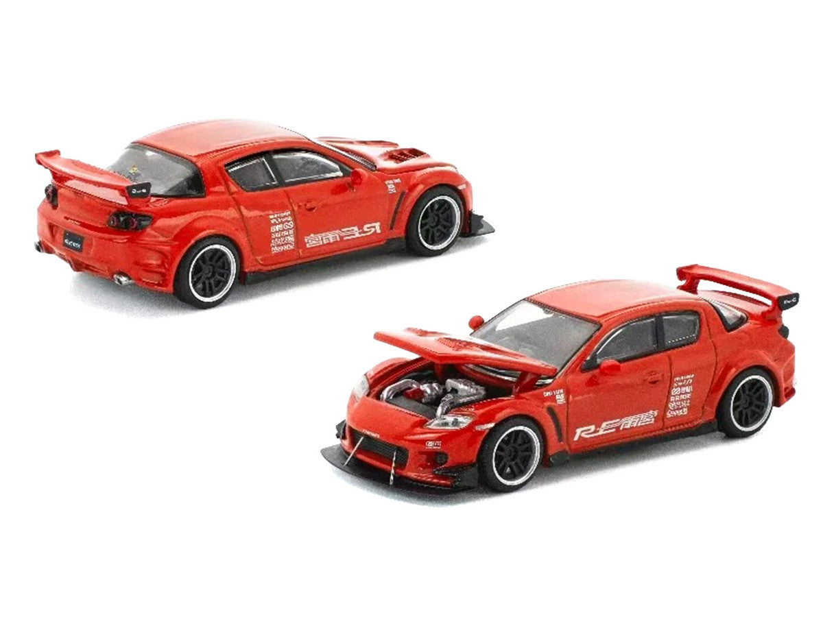 Mazda RX-8 RE-Amemiya RHD (Right Hand Drive) Red with Graphics "Enigma Exclusive Edition" 1/64 Die Cast Model Car by Pop Race LuxuryLifeWay Online Store
