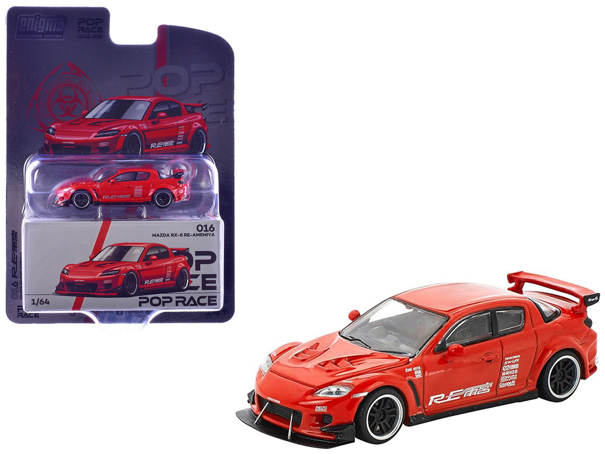 Mazda RX-8 RE-Amemiya RHD (Right Hand Drive) Red with Graphics "Enigma Exclusive Edition" 1/64 Die Cast Model Car by Pop Race LuxuryLifeWay Online Store