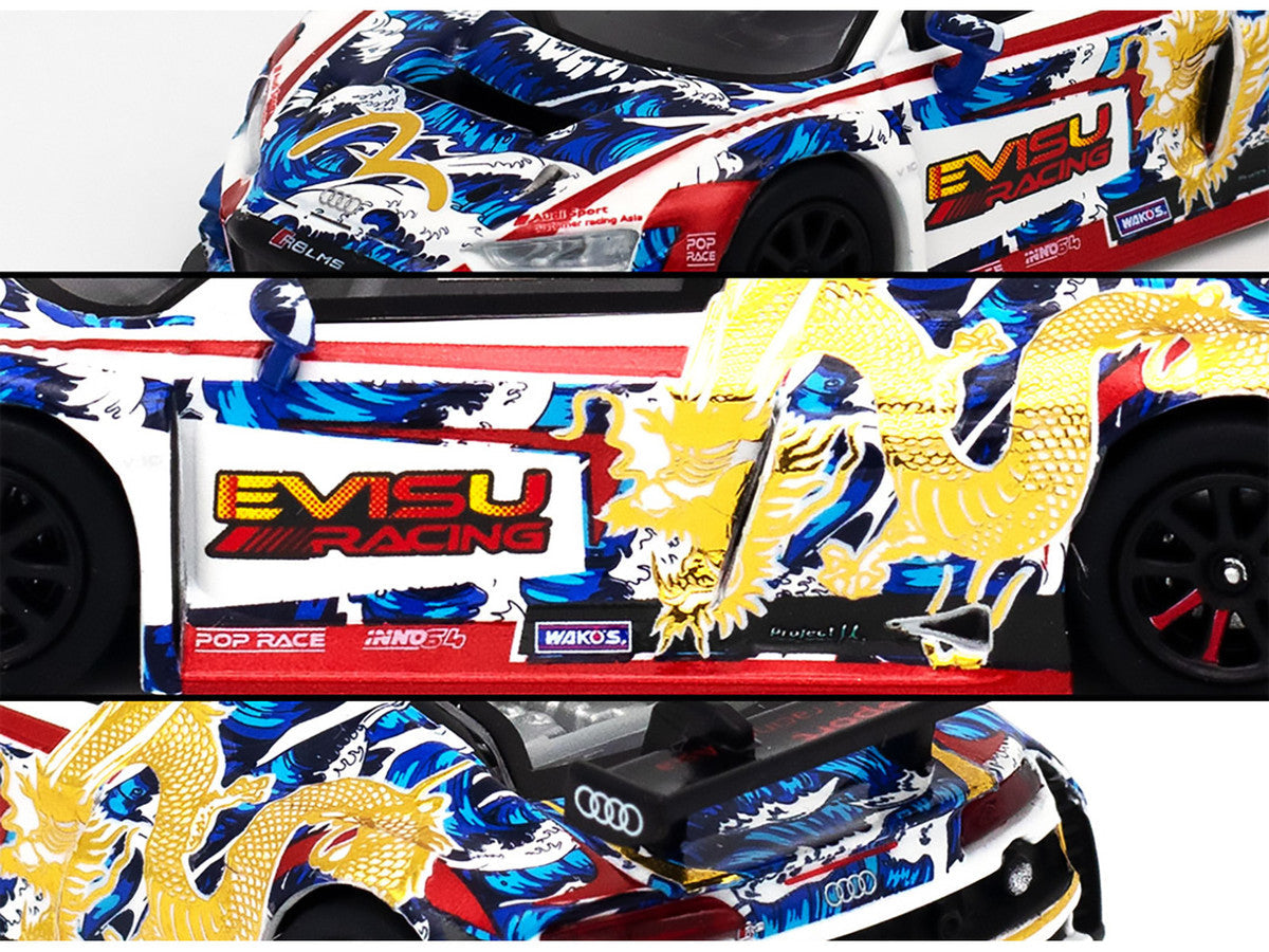 Audi R8 LMS "Evisu Racing X Works" White with Graphics 1/64 Diecast Model Car by Pop Race LuxuryLifeWay Online Store