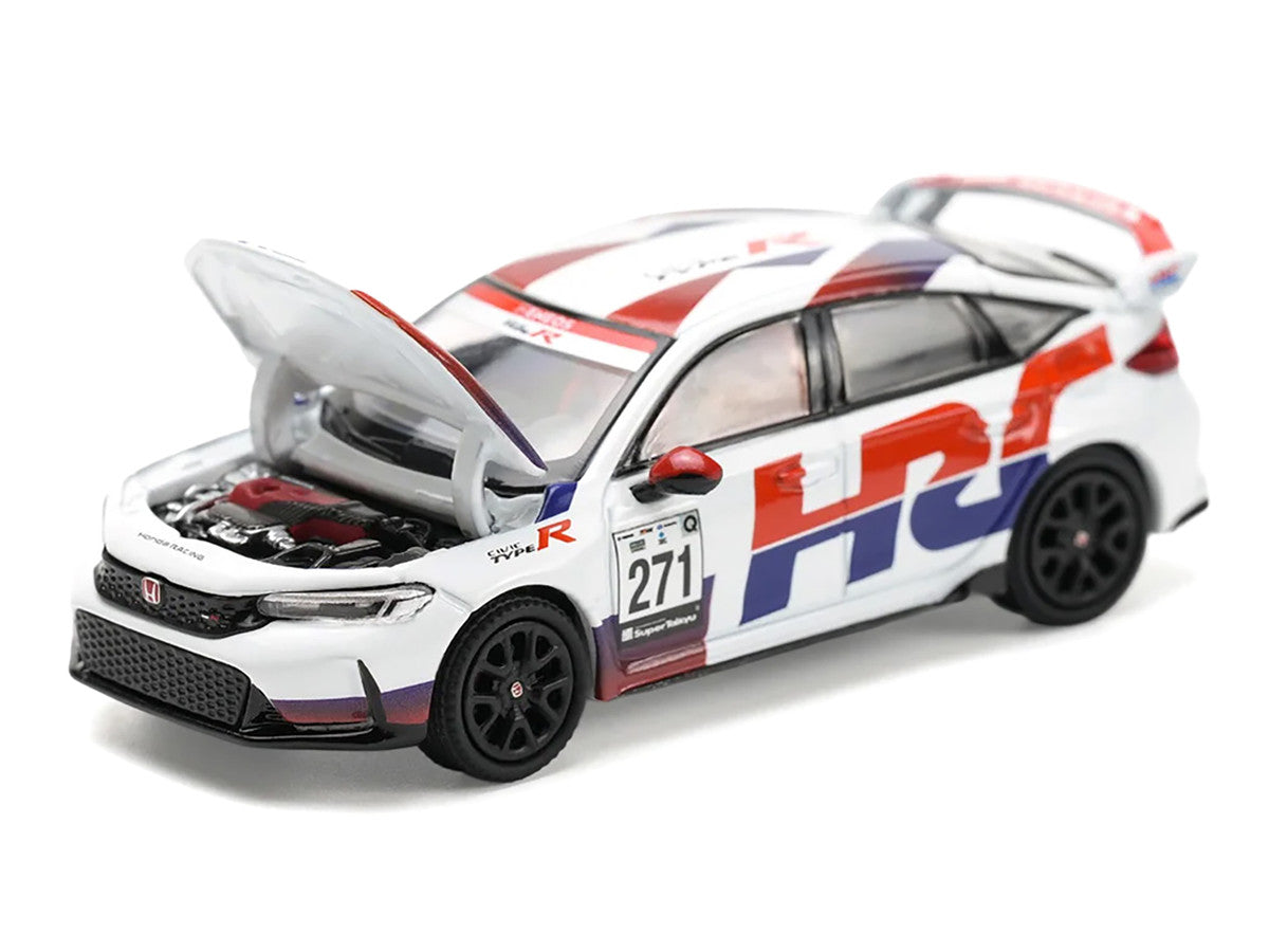 Honda Civic Type R FL5 "HRC - Honda Racing" White with Graphics 1/64 Diecast Model Car by Pop Race LuxuryLifeWay Online Store