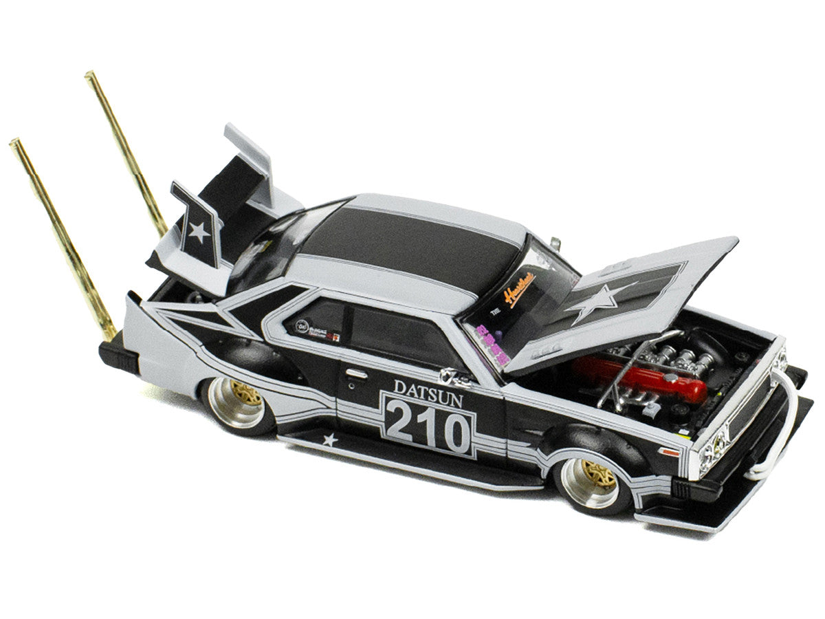 Skyline C210 "Bosozoku Style" RHD (Right Hand Drive) #210 Matt Black and Silver 1/64 Diecast Model Car by Pop Race LuxuryLifeWay Online Store