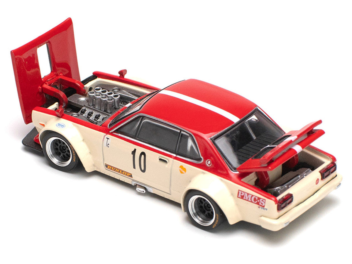Skyline GT-R V8 Drift "Hakosuka" RHD (Right Hand Drive) #10 "Watanabe" Red and Cream 1/64 Diecast Model Car by Pop Race LuxuryLifeWay Online Store