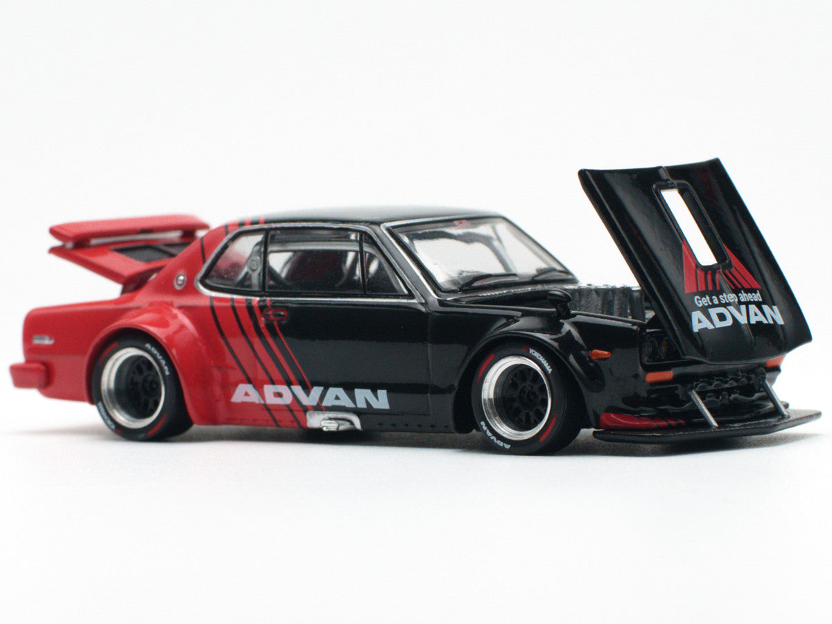 Skyline GT-R V8 Drift "Hakosuka" RHD (Right Hand Drive) "Advan" Black and Red 1/64 Diecast Model Car by Pop Race LuxuryLifeWay Online Store