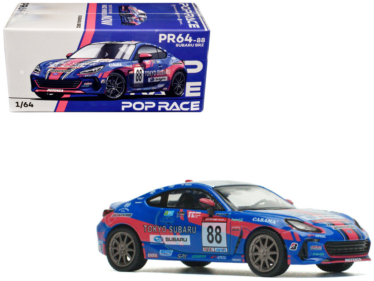Subaru BRZ #88 Blue with Graphics "Tokyo Subaru Racing" 1/64 Diecast Model Car by Pop Race LuxuryLifeWay Online Store